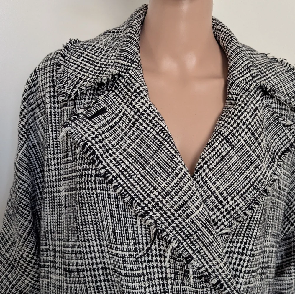 Free People Menswear Plaid Tweed Coat maxi Houndstooth